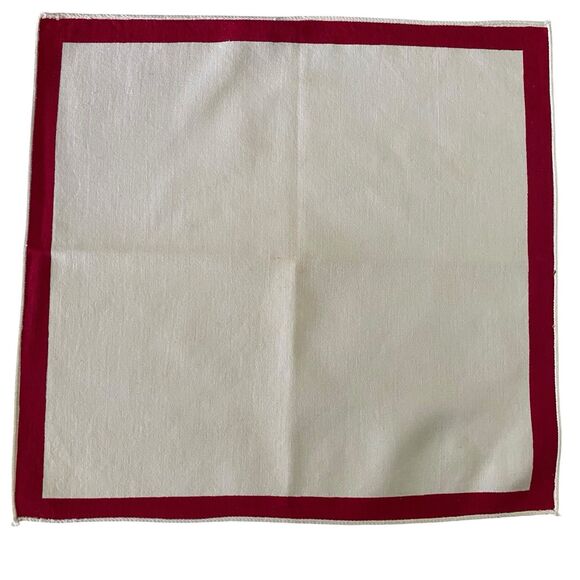 Lot of 4 Cloth Napkins Ivory Red Stripe 14" x 13.25" Cotton Dining Vintage - Picture 2 of 4
